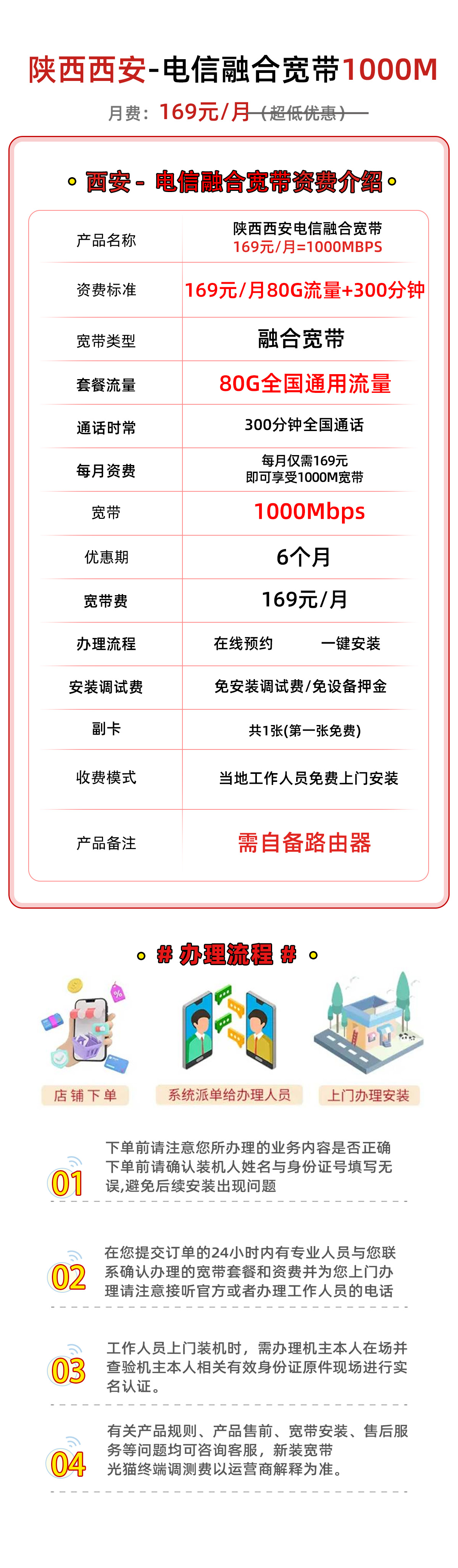 推荐|陕西西安电信融合宽带169/月300分钟通话时长、80G高速流量