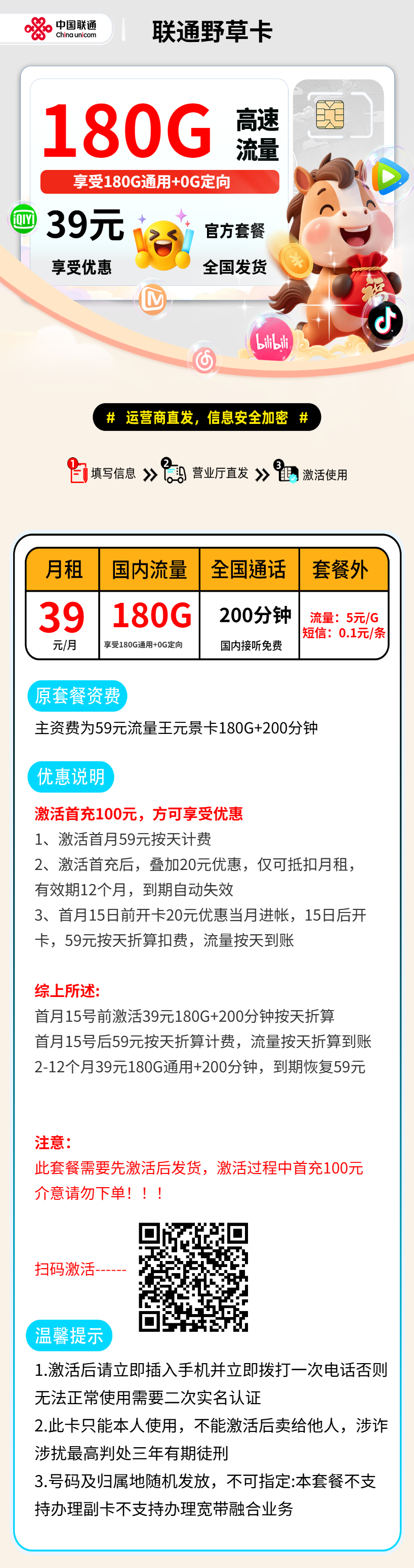 联通野草卡【激活首充后发货】 详情图 1