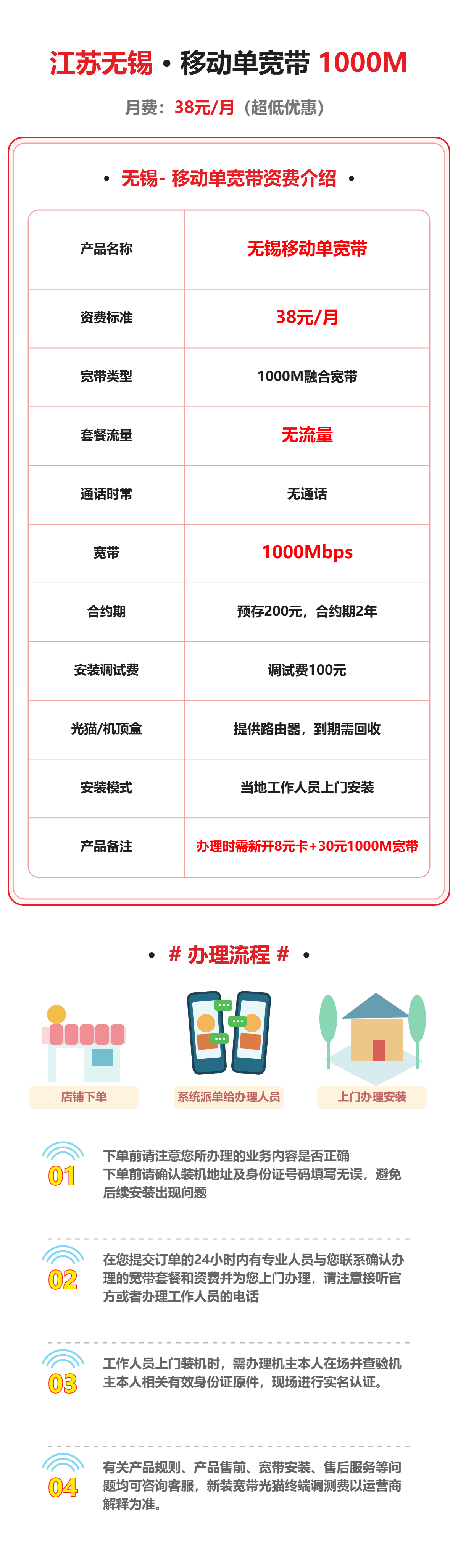 江苏无锡移动单宽带1000M 详情图 1
