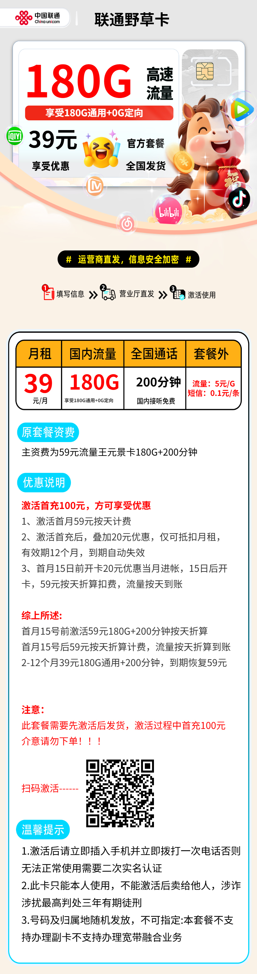 联通野草卡【激活首充后发货】 详情图 1