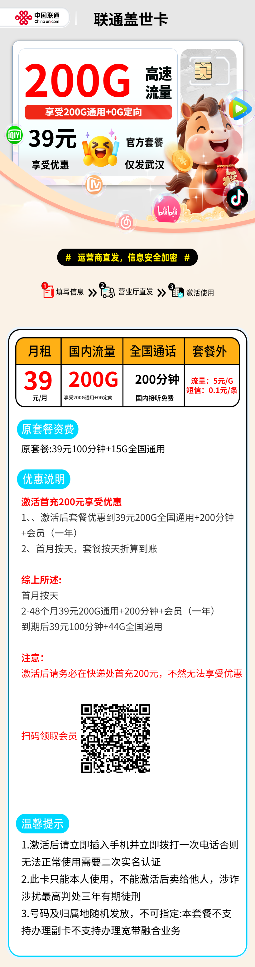 联通盖世卡【武汉市内】 资费详情