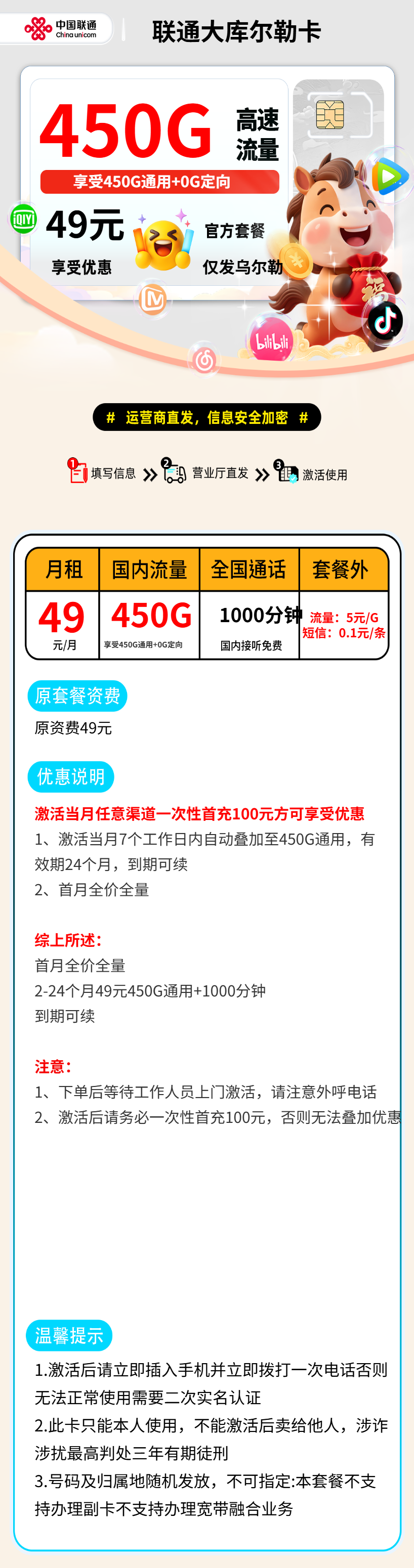 联通大库尔勒卡【仅发库尔勒市】 详情图 1