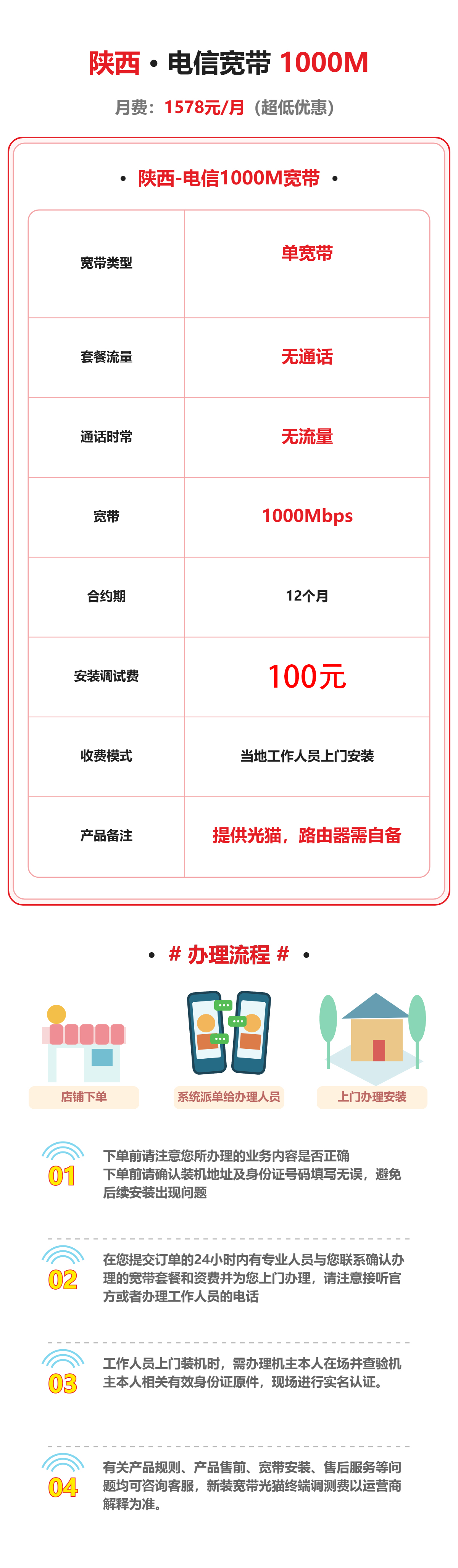 陕西电信1000M单宽带 详情图 1