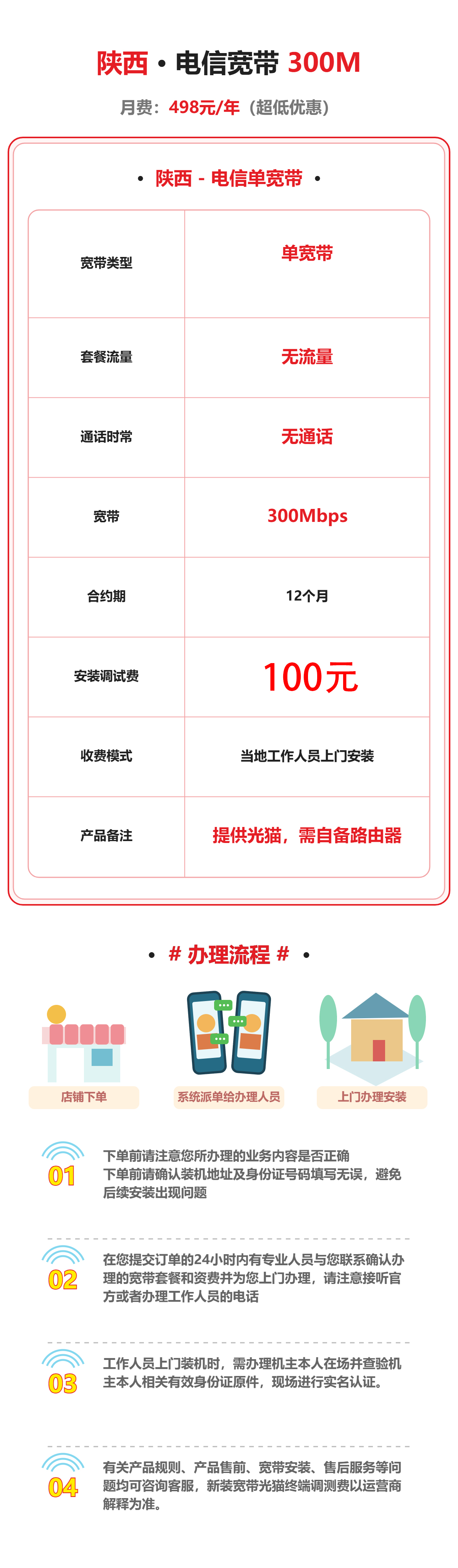 陕西电信300M包一年单宽 详情图 1