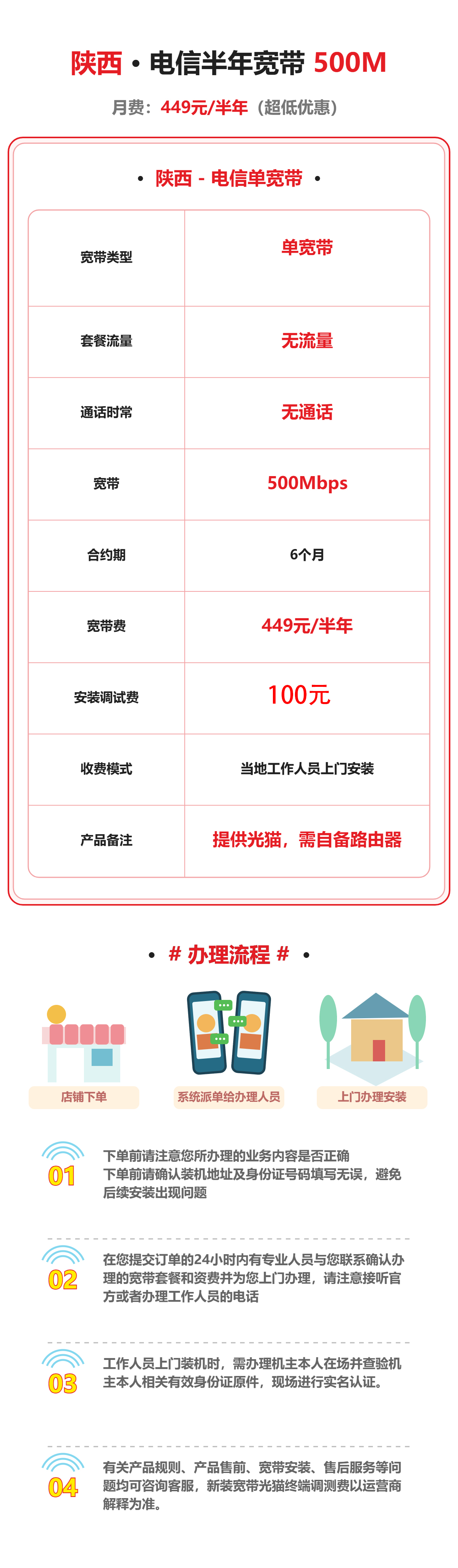 陕西电信500M包半年单宽 详情图 1
