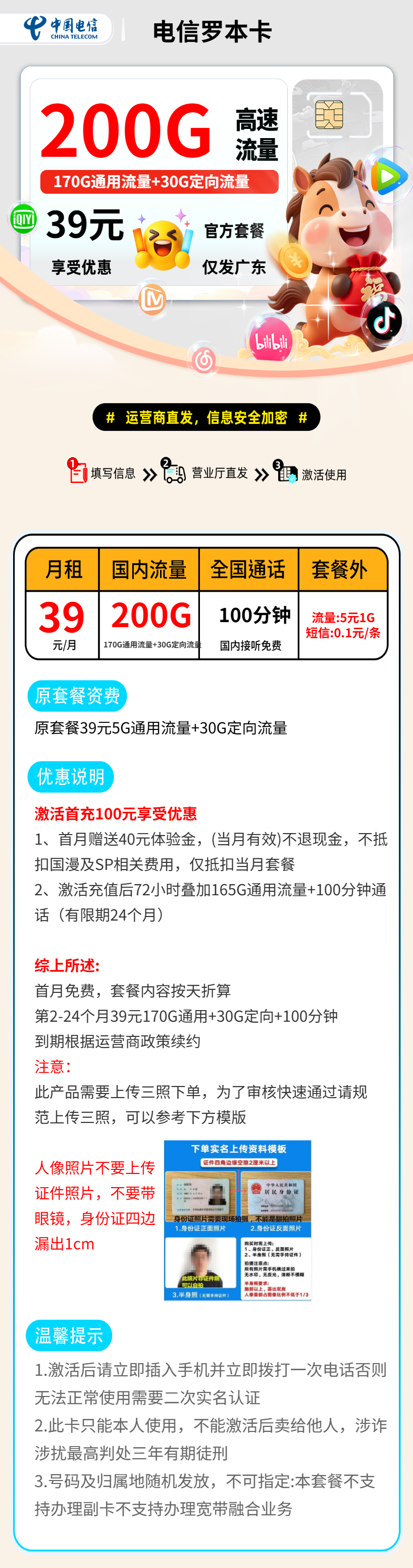 电信罗本卡【广东省内】 详情图 1