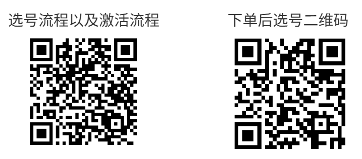 下单后选号二维码以及选号激活流程 示意图