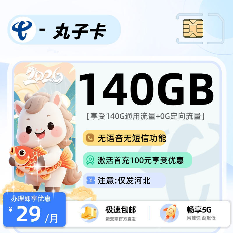 电信丸子卡| 29元月享140G | 流量卡哪里办理 , 附办理入口!