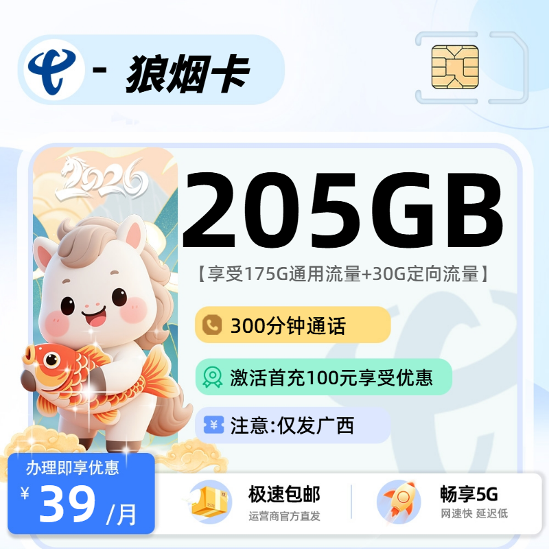 0321电信狼烟卡【广西省内】-流量卡