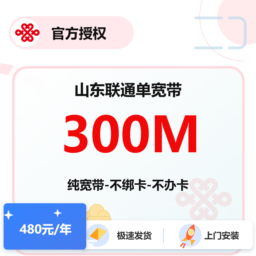 山东联通单宽300M-1年
