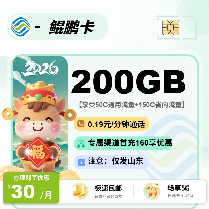 移动鲲鹏卡【山东省内】
